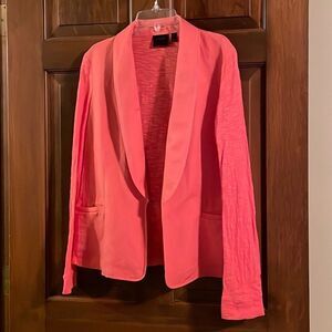 RAFAELLA coral blazer jacket, S, cotton/linen blend, soft texture back & sleeves